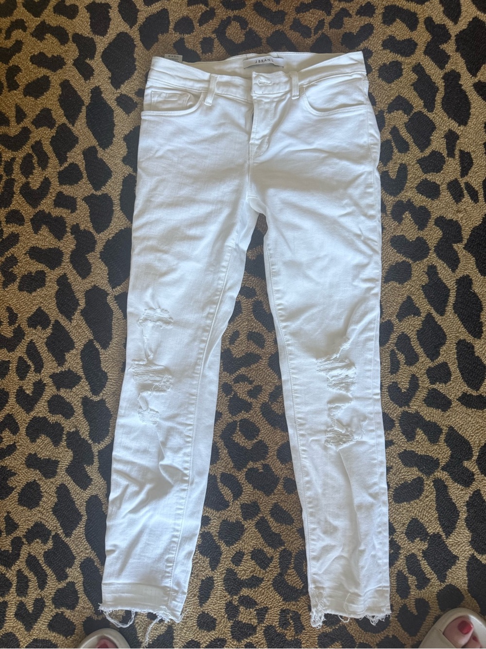J Brand White Distressed Skinny Jeans